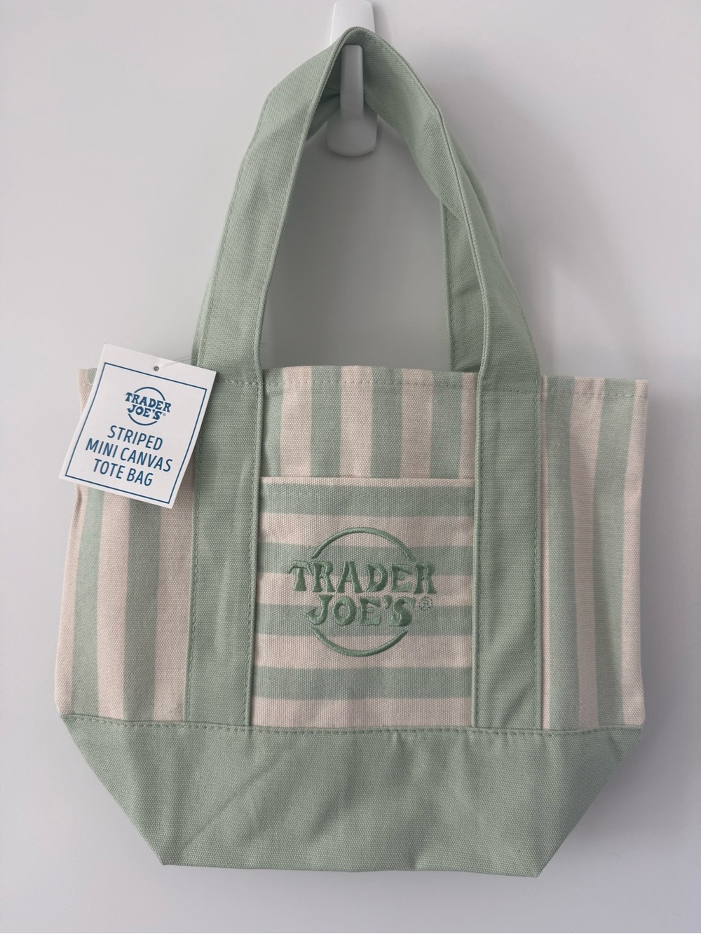 Trader Joe’s Green Striped Canvas Mini Tote Bag